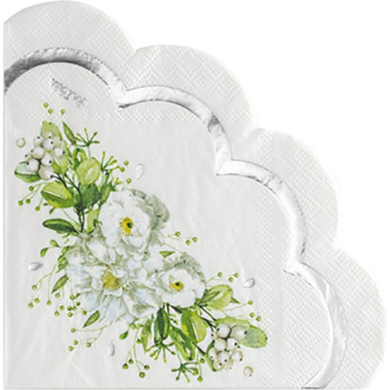 Tovaglioli smrlati 3 veli Wedding Green in confezione da 16 pezzi