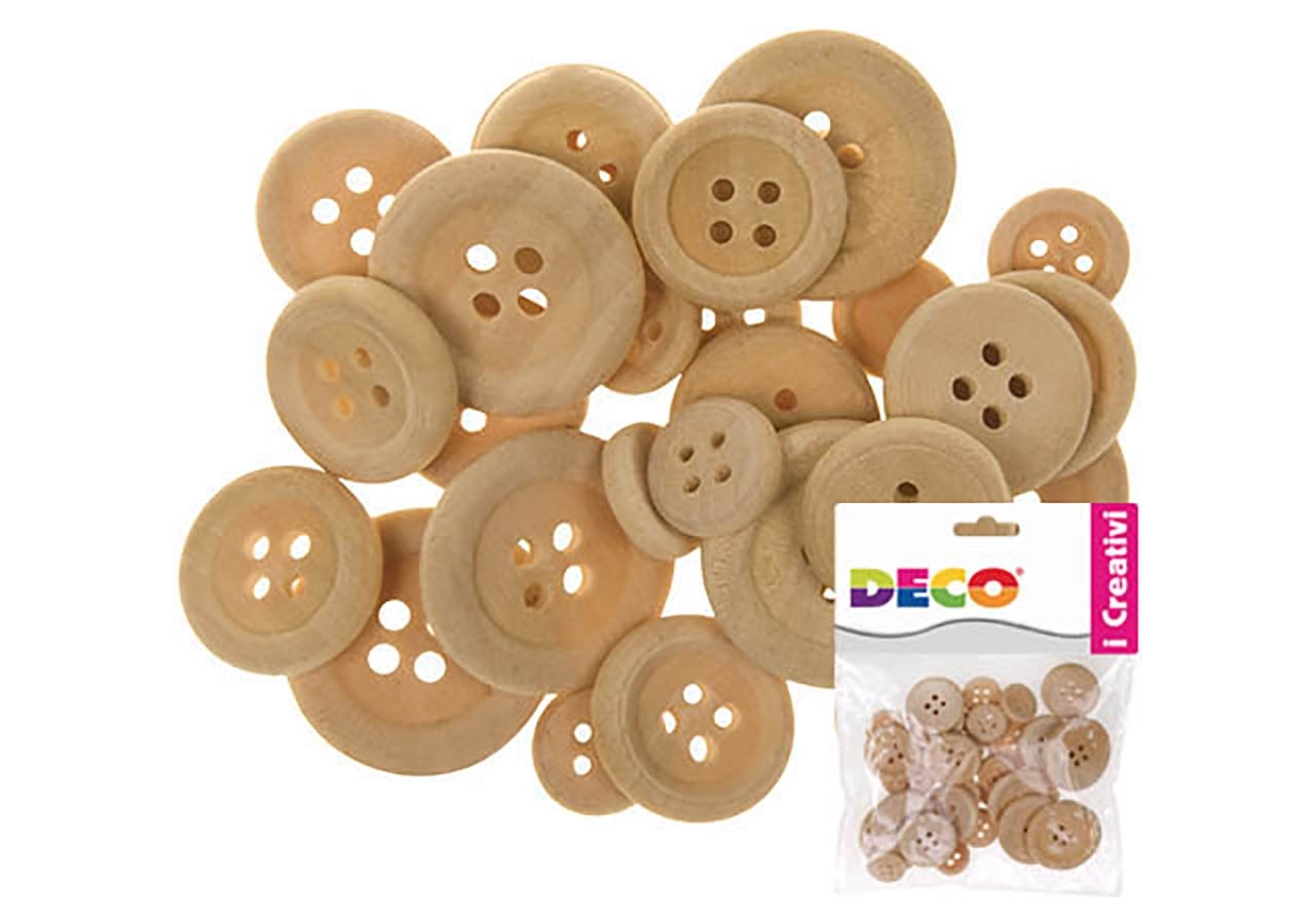 Bottoni in legno, confezione da 30 pezzi