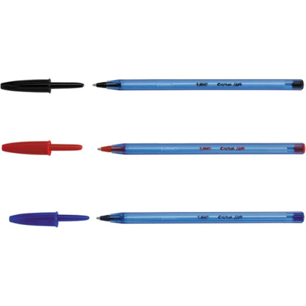 Bic cristal soft, blu, nera e rosso