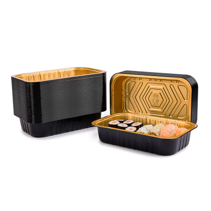 Vaschette in Alluminio Laccato Nero Oro - Incartare Ingrosso Online b2b 232x144x47mm Vaschette in Alluminio Laccato Nero Oro - Incartare Ingrosso Online b2b 232x144x47mm