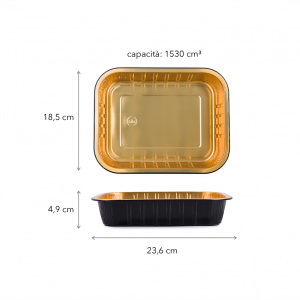 Vaschette in Alluminio Laccato Nero Oro per asporto, domicilio e  take away - Incartare Ingrosso Online b2b Vaschette in Alluminio Laccato Nero Oro per asporto, domicilio e  take away - Incartare Ingrosso Online b2b