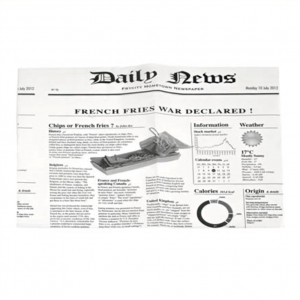 Fogli di Carta Alimentare per Fritti Fantasia Giornale per take away, fast food e delivery - Incartare ingrosso online BIANCA