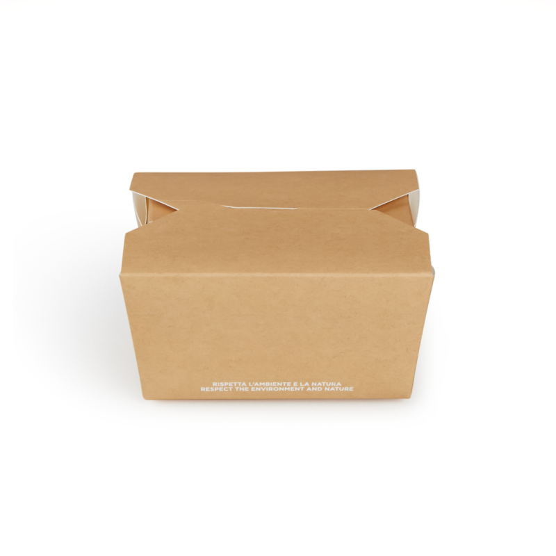 FOOD box in cartoncino avana laminato antiunto per asporto, delivery e take away - vendita online all'ingrosso - 110x90x65 mm