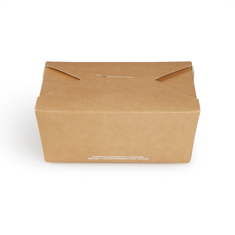 FOOD box in cartoncino avana laminato antiunto per asporto, delivery e take away - vendita online all'ingrosso - 152x120x65mm