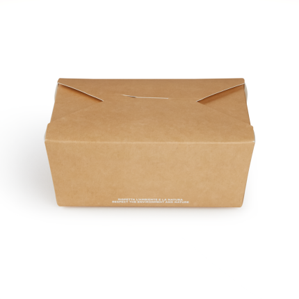 FOOD box in cartoncino avana laminato antiunto per asporto, delivery e take away - vendita online all'ingrosso - 152x120x65mm