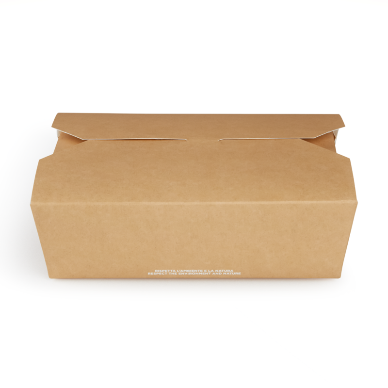 FOOD box in cartoncino avana laminato antiunto per asporto, delivery e take away - vendita online all'ingrosso - 200x140x65mm