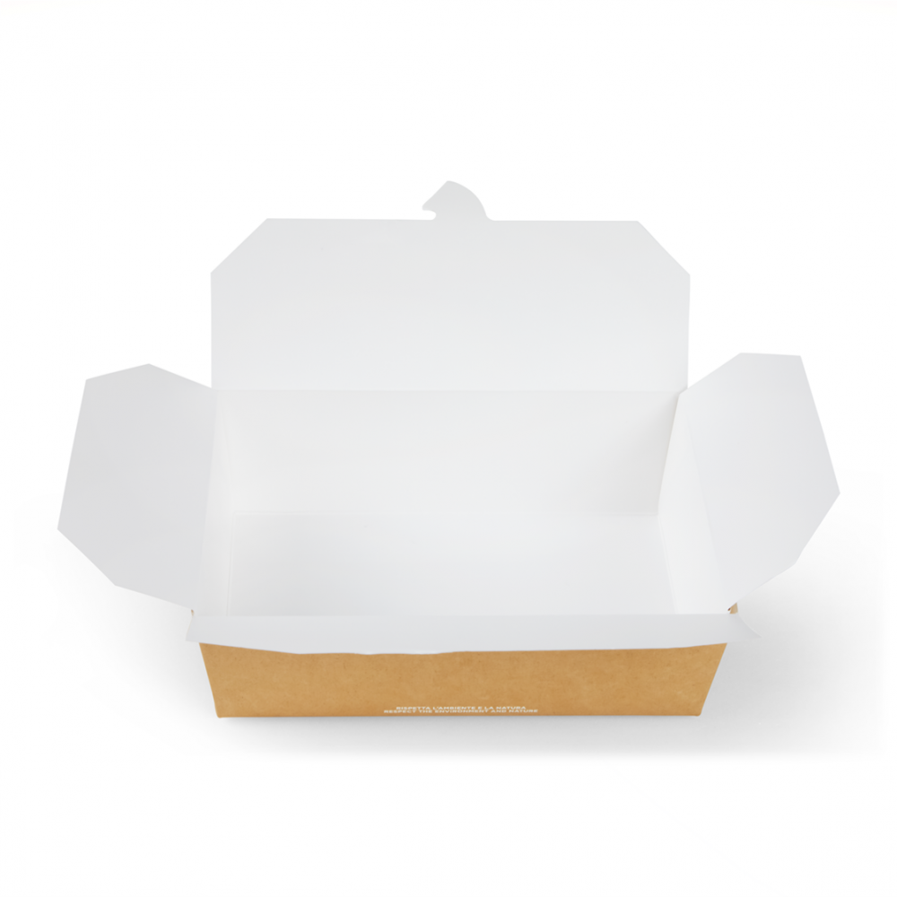 FOOD box in cartoncino avana laminato antiunto per asporto, delivery e take away - vendita online all'ingrosso - aperta