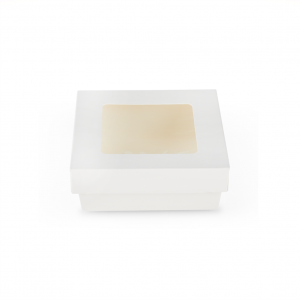Scatole Kray in cartoncino bianco con coperchio a finestra trasparente per sushi e biscotti ingrosso online b2b gruppo 135x135