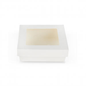 Scatole Kray in cartoncino bianco con coperchio a finestra trasparente per sushi e biscotti ingrosso online b2b gruppo 155x155