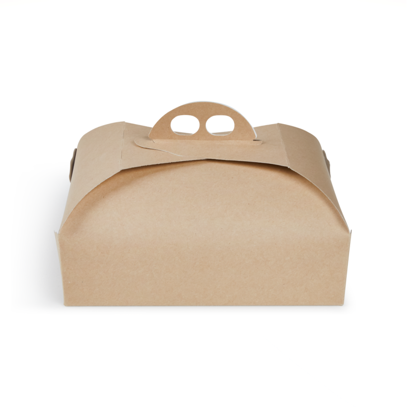 Scatola Quadrata Classica per Torta con Manico Avana - ingrosso online b2b - chiusa singola
