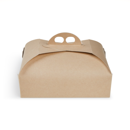 Scatola Quadrata Classica per Torta con Manico Avana - ingrosso online b2b - chiusa singola