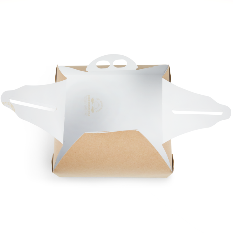 Scatola Quadrata Classica per Torta con Manico Avana - ingrosso online b2b - aperta singola
