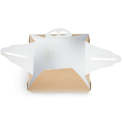 Scatola Quadrata Classica per Torta con Manico Avana - ingrosso online b2b - aperta singola