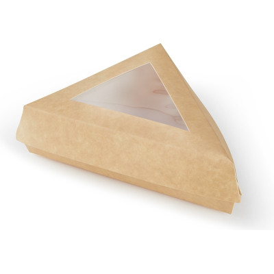 Scatola Triangolare con Finestra Avana (50 Pezzi)