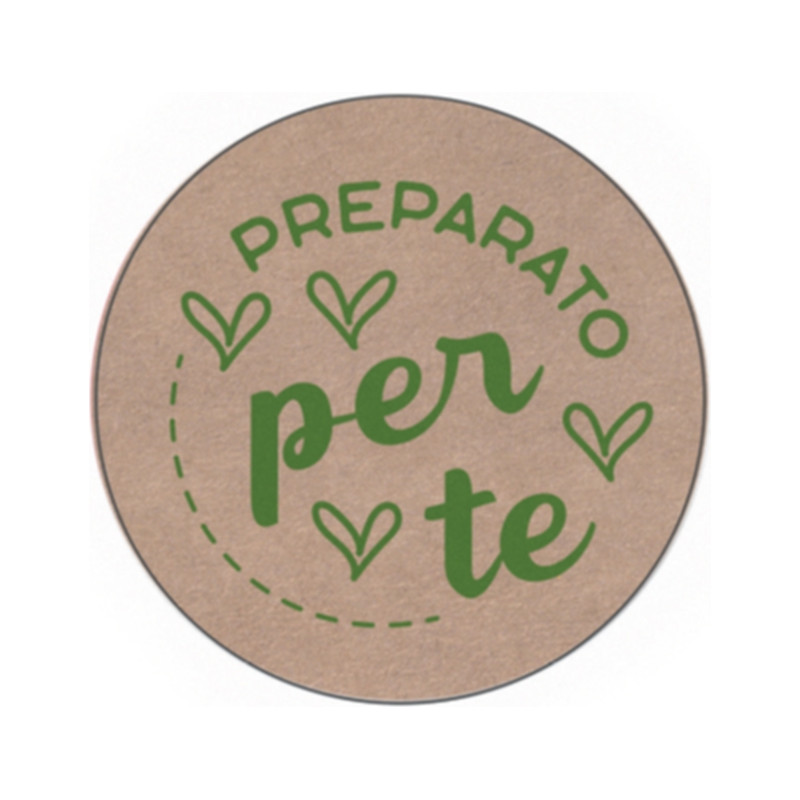 Etichetta Tonda Linea Preparato per Te - Vendita online all'ingrosso b2b - Tonda 1 - avana verde