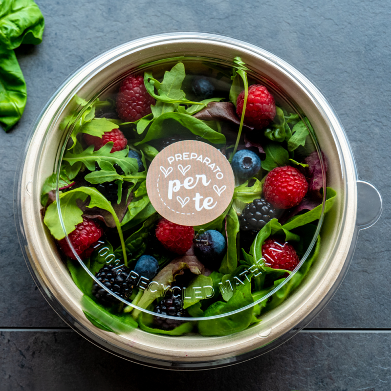Etichetta Tonda Linea Preparato per Te - Vendita online all'ingrosso b2b - ambientata insalatiera asporto take away