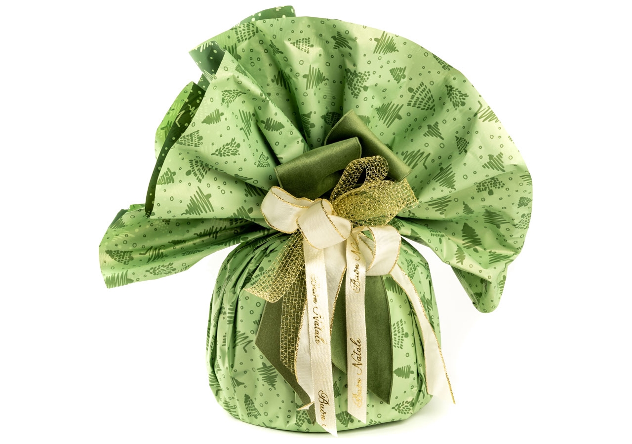 Tondi in polipropilene bicolor verde con stampa alberelli. Confezione da 10 pezzi. Vendita all'ingrosso e online