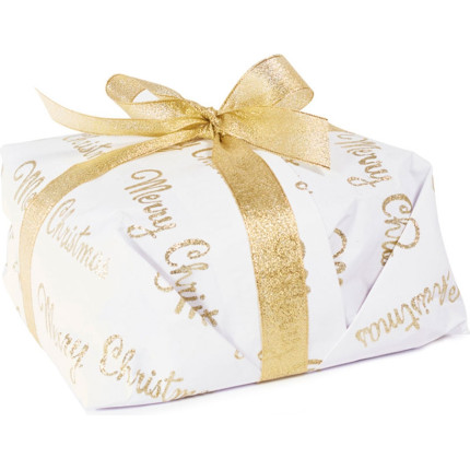 Carta da regalo glitterata bianca con scritte oro, confezione da 10 fogli. Vendita all'ingrosso e online
