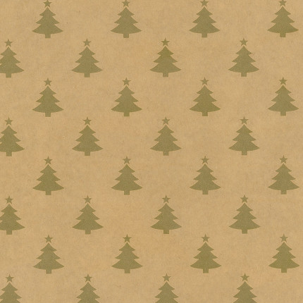 Carta regalo kraft pini oro. Disponibile in bobina e in confezione da 25 fogli 100x70cm