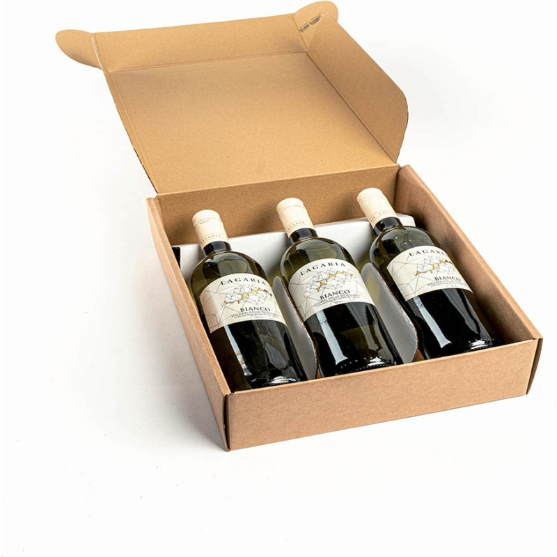 Scatole cantinetta per 3 bottiglie avana aperta