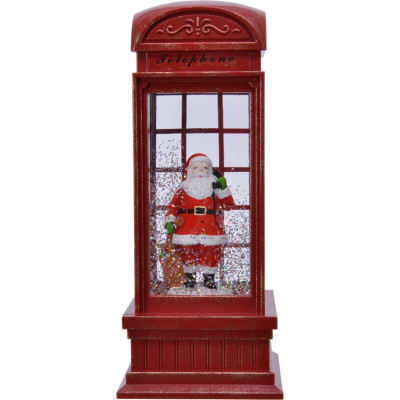 Cabina telefonica santa claus con effetto neve