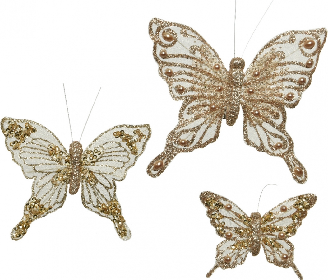 Clip con farfalle glitterate (3 pezzi)
