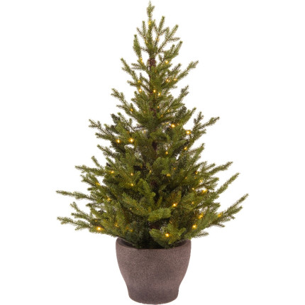 Albero di natale preilluminato norway 120cm con vaso