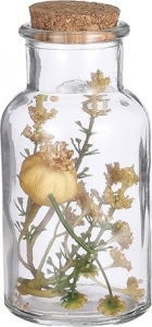 Bottiglietta in vetro con fiori secchi arancioni
