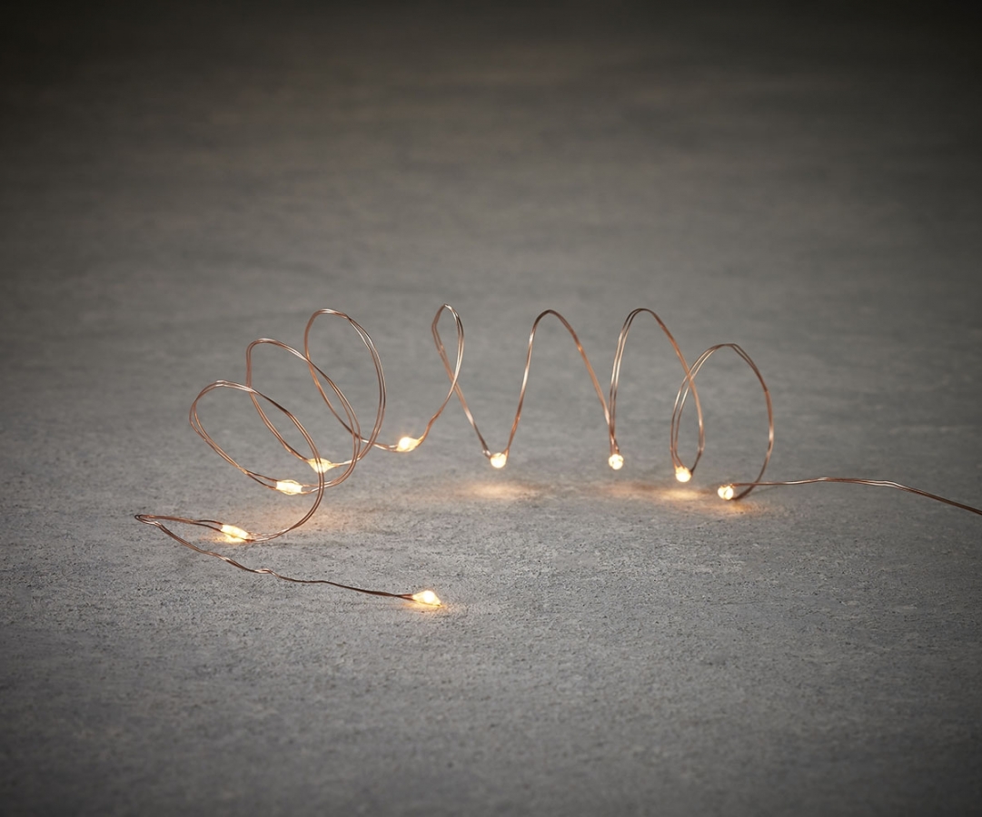 VIKY 2 Luci Di Natale A LED Con Timer, 2 Metri, 20 LED, Filo Di Rame, Bianco Freddo, Batteria, Per Decorazioni Interne