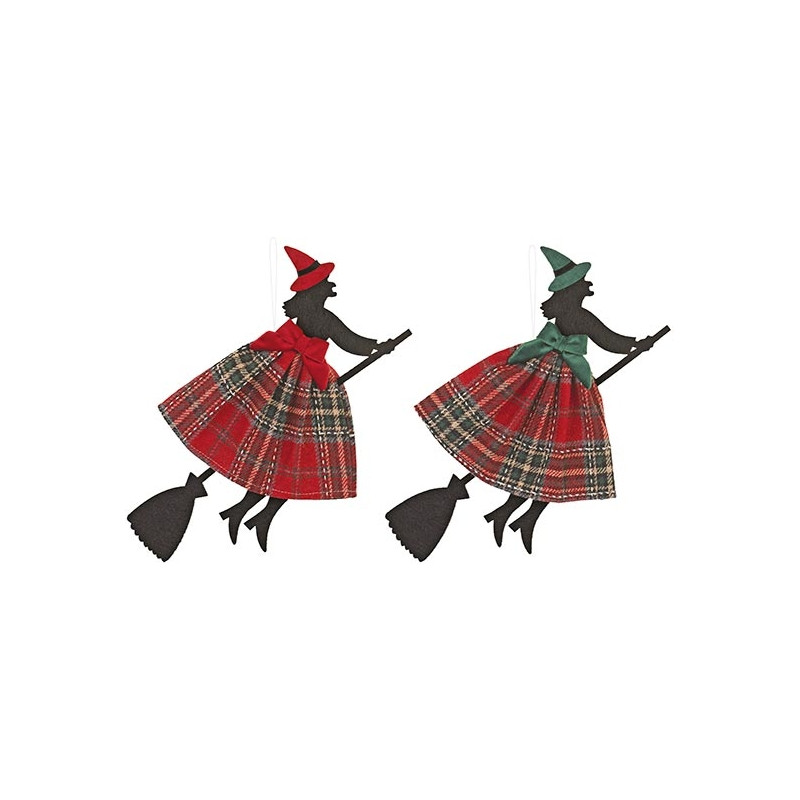 Befana volante scozzese da appendere 35cm