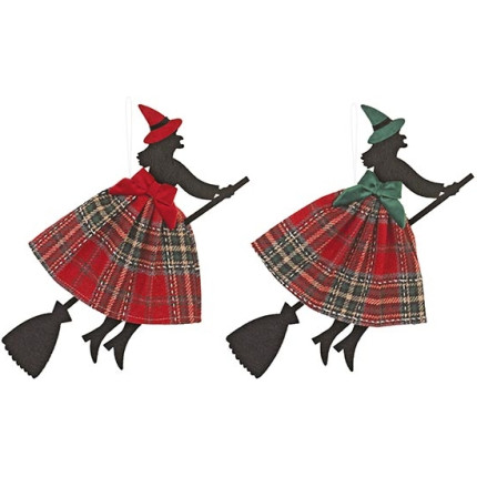 Befana volante scozzese da appendere 35cm