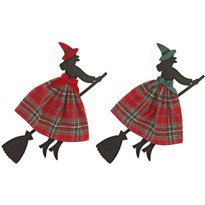Befana volante scozzese da appendere 50cm