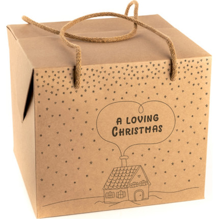 Scatola porta panettone avana con cordini