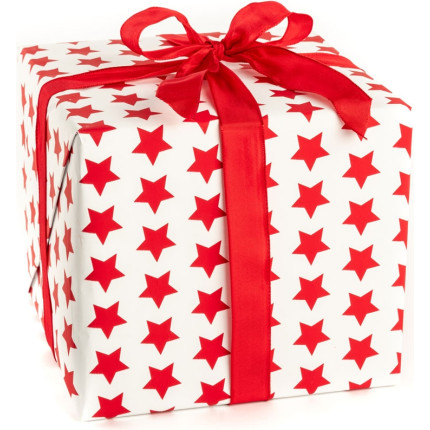 Carta da regalo stampa stelle rosse in confezione da 25 fogli