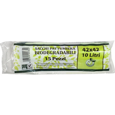 Sacchetti pattumiera bio per umido con laccetto (15 pezzi)