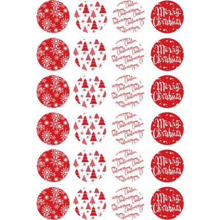 Etichette Merry Christmas mix rosse in confezione da 240 pezzi. Vendita all'ingrosso e online