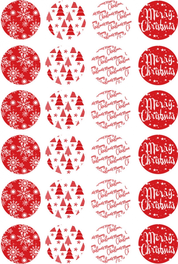 Etichette Merry Christmas mix rosse in confezione da 240 pezzi. Vendita all'ingrosso e online
