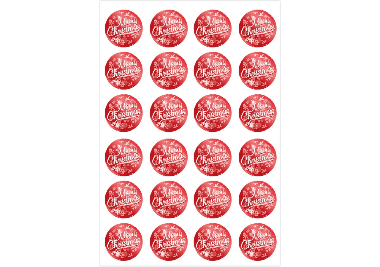 Etichette Merry Christmas rosse in confezione da 240 pezzi. Vendita all'ingrosso e online