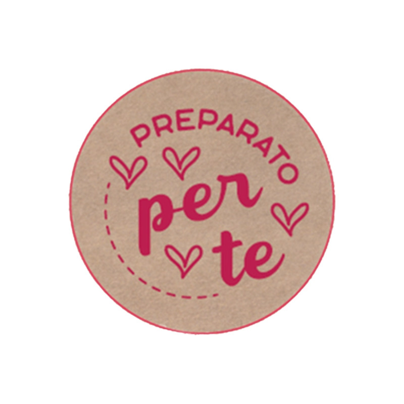 Etichetta Tonda Linea Preparato per Te - vendita online all'ingrosso b2b - avana rosso