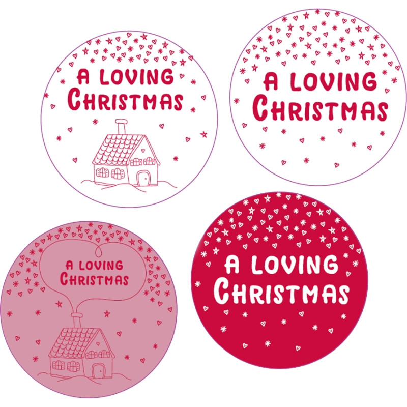 Etichetta Tonda Linea "a Loving Christmas" (25 Pezzi) - vendita online all'ingrosso b2b