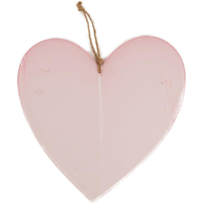 Cuore in legno rosa con gancio