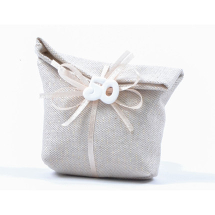 Sacchetti portaconfetti Panama con inserti oro e base. Confezione da 10 pezzi