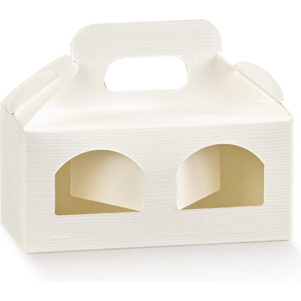 Scatola porta vasetti 2 finestre in cartoncino seta bianco