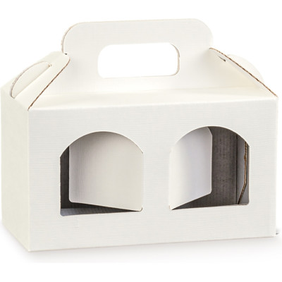 Scatola porta vasetti 2 finestre in cartoncino seta bianco 2