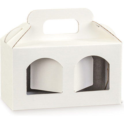 Scatola porta vasetti 2 finestre in cartoncino seta bianco