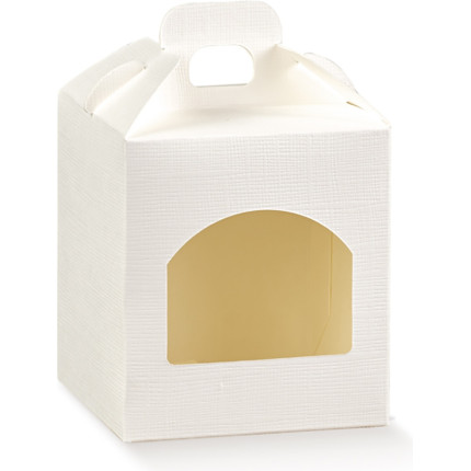 Scatola Porta Vasetto con finestra in cartoncino seta bianco Scatola Porta Vasetto con finestra in cartoncino seta bianco