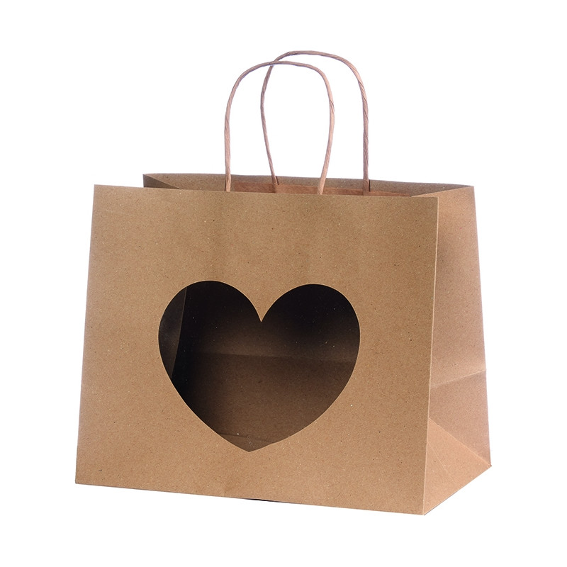 Sacchetto avana con finestra a cuore