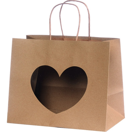 Sacchetto avana con finestra a cuore Sacchetto avana con finestra a cuore