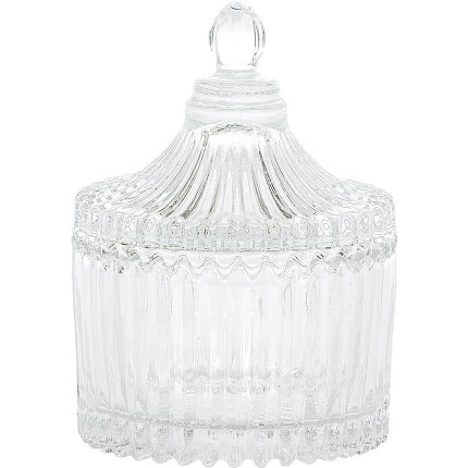 Potiche in vetro lavorato con coperchio Potiche in vetro lavorato con coperchio