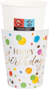 Bicchieri in carta happy birthday in confezione da 8 pezzi